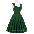 Grace Karin Sleeveless Sweetheart V-Back Vestido de festa High Stretchy 50s Dark Green Retro Vintage Style Dress CL008948-5